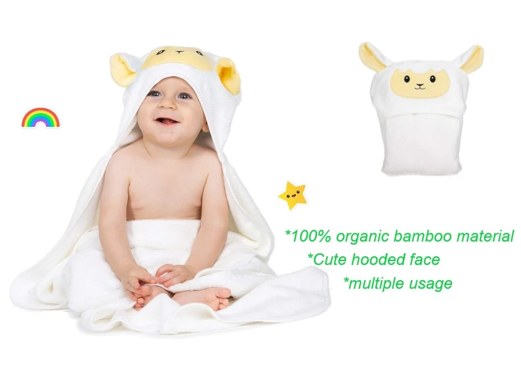 100% Organic Bamboo Kids Baby Cartoon Hooded Bath Towel