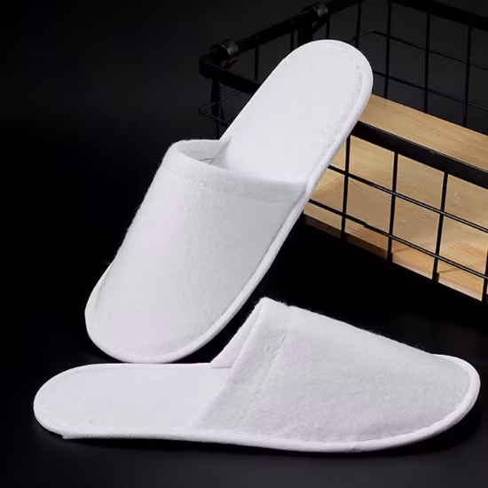 맞춤형 로고, 발가락이 닫혀 있고 낮잠 소재가 있는 맞춤형 일회용 호텔 룸 SPA 슬리퍼